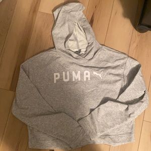 Puma light grey cropped hoodie